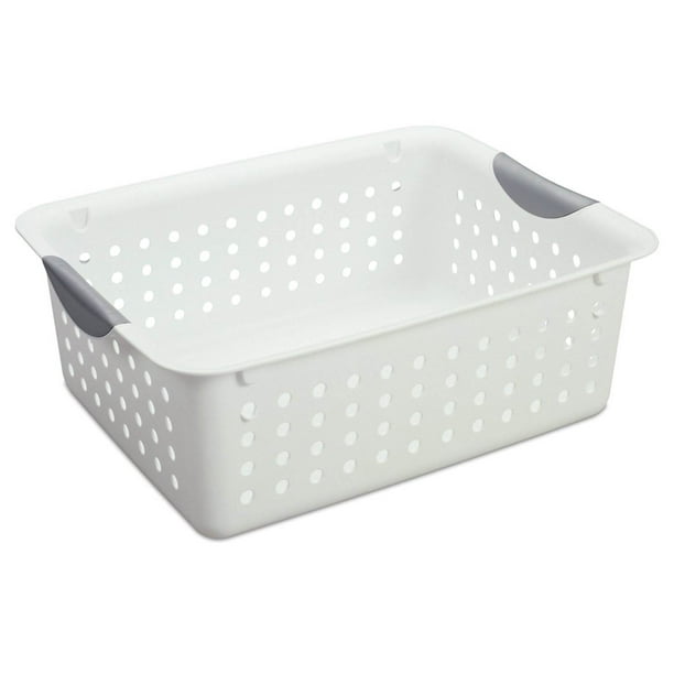 6-Pack 11/" White Plastic Storage Baskets Multipurpose Crate Bins w// Handles